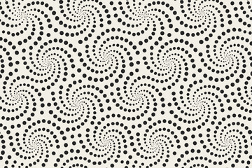 Spiral dots pattern in black and white on a soft background  