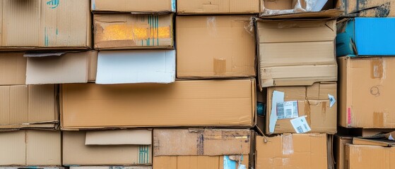 Stack of shipping boxes in an urban setting