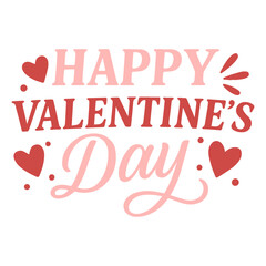 Happy Valentine&rsquo;s Day Lettering &ndash; Romantic Handwritten Typography Design with Hearts for Cards, Stickers and Love Decorations
