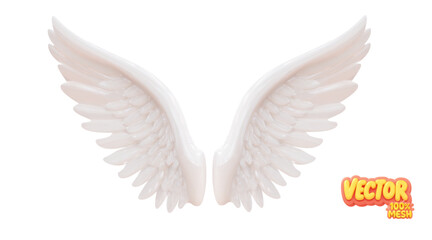 Vector realistic isolated angel wings on white background.