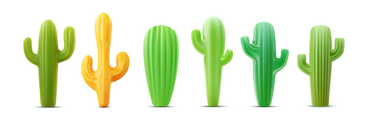 Vector set of realistic isolated cactus on white background.
