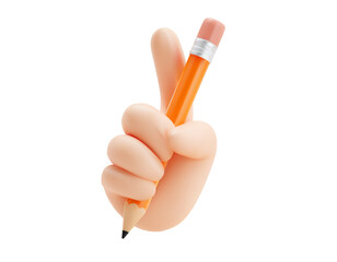 Vector realistic isolated hand holding a pencil on white background. Concept of design app logo and drawing art.