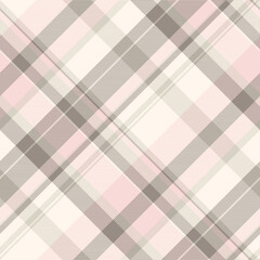 Choice pattern textile texture, large plaid check fabric. Korean background seamless vector tartan in light and sea shell colors.