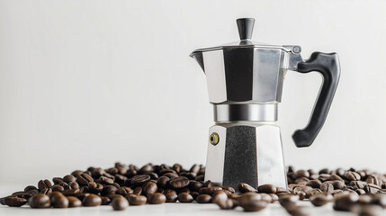 A modern coffee maker with a sleek design, showcased on a clean white background