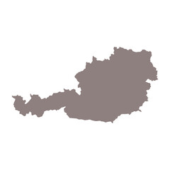 Map of Austria, sign silhouette. World Map Globe. Vector Illustration isolated on white background. Europe continent.