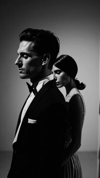 Couple dos &agrave; dos en clair-obscur