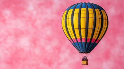 Obraz premium Pixel Art Hot Air Balloon Ascending a Pink Sky