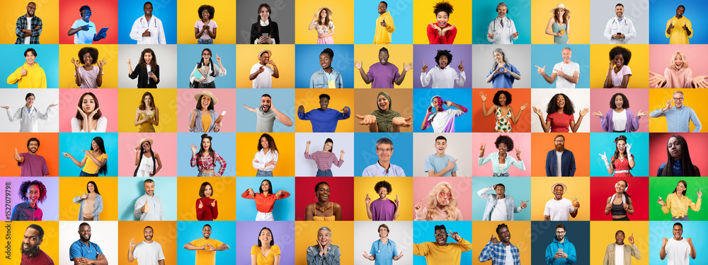 Poster a vibrant collage features a diverse mix of individuals showcasing their unique personalities throug