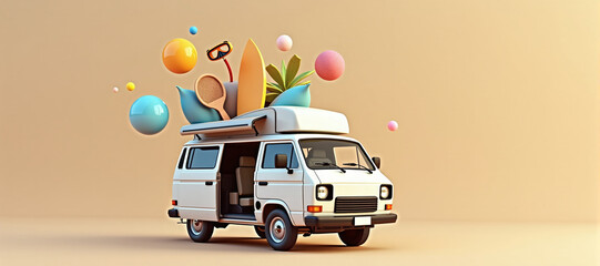 camper van packed with summer essentials