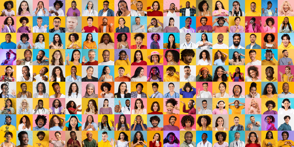 Poster this vibrant collage features a diverse range of people from various backgrounds, each with unique e