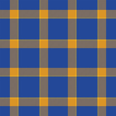 Fototapeta premium Classic plaid pattern in bold blue and gold hues. A versatile seamless texture, ideal for backgrounds, textiles, and design projects needing a traditional touch.