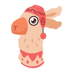  Festive Llama in Winter Hat Vector Illustration: A Charming Cartoon Design