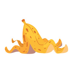 Banana Peel Vector Illustration: Cartoon Fruit Waste Design