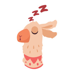 Sleeping Llama Cartoon Vector Illustration: Cute Dreamy Animal