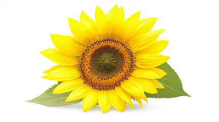 Fototapeta premium A vibrant yellow sunflower with a green stem, isolated on a clean white background