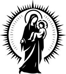 sketch vector illustration silhouette design icon logo symbol classic vintage holy virgin mother