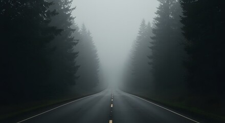 Mysterious Foggy Road A Journey into the Enigmatic Forest