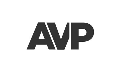 AVP logo design template with strong and modern bold text. Initial based vector logotype featuring simple and minimal typography. Trendy company identity.