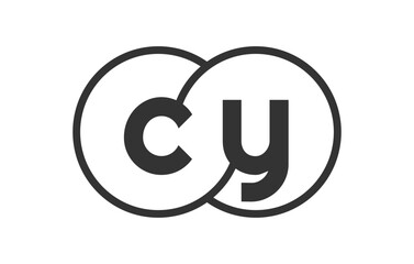 CY business company emblem with outline rounds and letters c y. Logo template of two merged circles for brand identity, logotype. Vector Infinity symbol