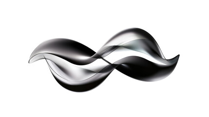 Elegant Silver Waves in Fluid Motion Creating a Contemporary Abstract Design on a Transparent Background