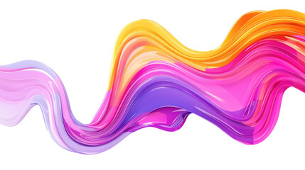 Flowing Abstract Wave Design in Vibrant Colors of Purple, Orange, and Pink on Transparent Background