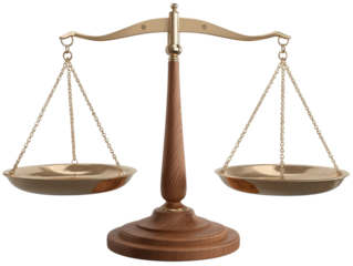 Fairness scales of justice isolated on white transparent background 