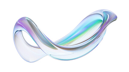 Colorful Abstract Design of a Fluid, Wave-Like Shape with a Transparent Background