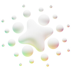 Realistic 3D white  Geometric Shape Object. Realistic geometry elements isolated on png background with color gradient.