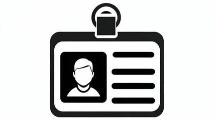 Obraz premium Black and White Identification Badge with Portrait Photo and Text for Access Control