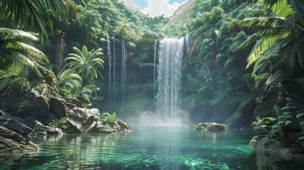 Beautiful waterfall landscape with scenic nature view