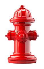 Fototapeta premium Fire hydrant close-up urban setting object bright red color studio environment isolated on transparent background