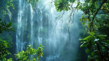 Beautiful waterfall landscape with scenic nature view