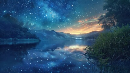 Beautiful waterfall landscape with scenic nature view