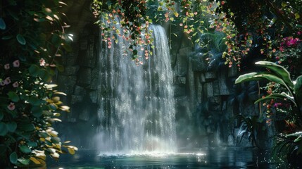 Beautiful waterfall landscape with scenic nature view