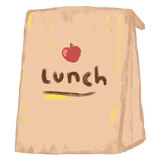 cute hand drawn rustic brown lunch paper box paper bag in pastel colors back to school campus meals travel travelling food carry go green eco clipart vector illustration
