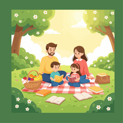 Naklejka premium Family Picnic in the Park – Vector Scene