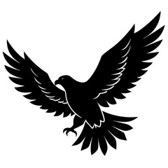 Obraz premium Majestic black bird in flight soaring high