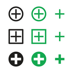 Plus Sign Icon Set Vector Design.