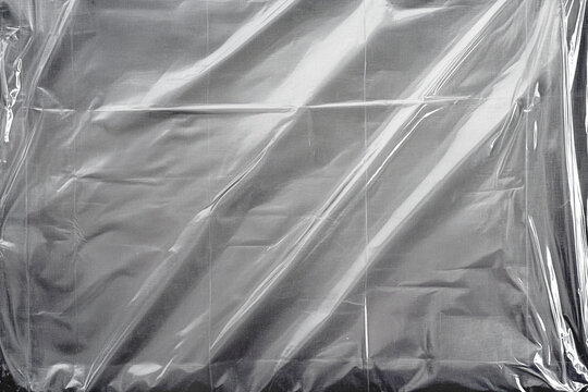 Transparant wrinkled plastic, white plastic or polyethylene bag texture, macro,no background
