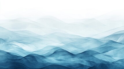 Obraz premium Abstract blue watercolor mountain range landscape.