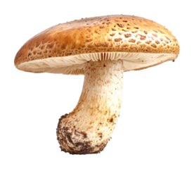 Harvesting fresh mushrooms forest floor food natural setting close-up view isolated on transparent background