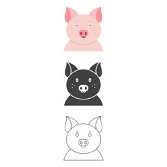 Pig Icon Set Vector Design.