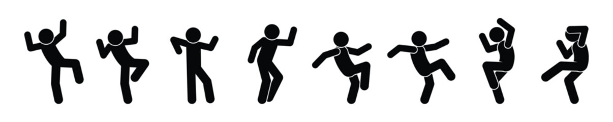 stick figure people pictogram, set of human silhouettes, man icon, various poses, gestures and movements	
