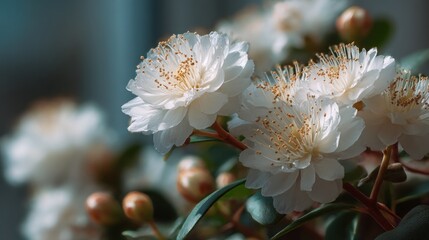 Delicate White Blossoms in Soft Focus