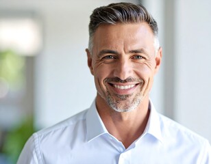 Obraz premium Smiling middle-aged man portrait