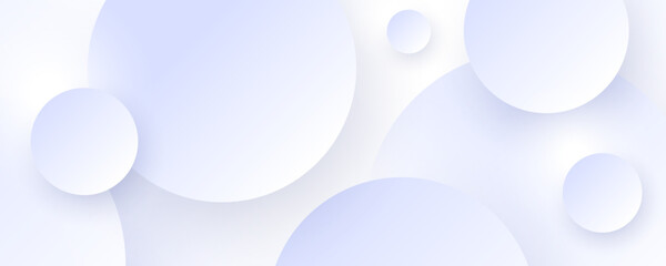 3D white abstract background overlap layer on bright space with cutout shape effect decoration. Modern graphic design element circles style concept for web banner, art, flyer, card, or brochure cover