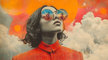 Modern Collage Design of a Young Stylish Person In Vibrant Fashion With Colorful Cut Out Artwork Surreal Background Concept Graphic Imagination Lifestyle Poster Aigenerative Art Print