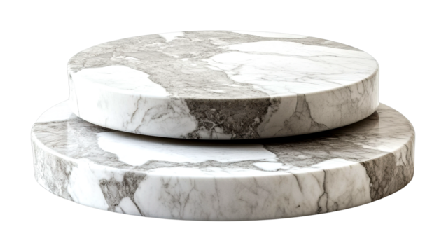 Elegant marble display stands studio setting product minimalist close-up view cut out on transparent background - Powered by Adobe