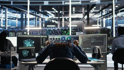 Irked data center admin raging because of malfunctioning node tree software analyzing datasets....