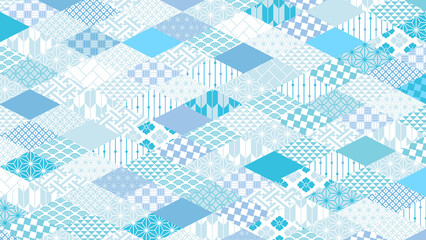 夏の季節の涼しい和柄背景イラスト